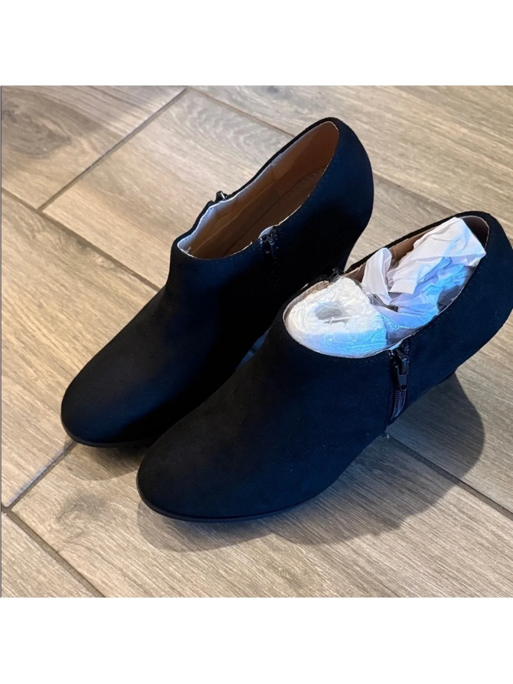 Journee Collection Black Suede Ankle Booties